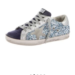 PRICE REDUCED Golden Goose Superstar Sneakers Blue Glitter